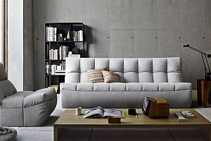 Бескаркасный белый диван ДеИтали на заказ в гостиную, купить по доступной цене, производство Россия, гарантия производителя 